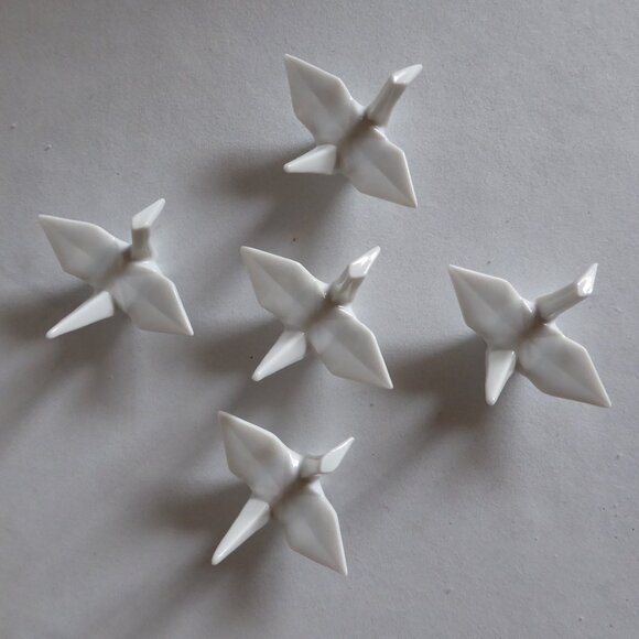 JAPANESE PORCELAIN ORIGAMI CRANE CHOPSTICK RESTS HOLDER STAND (NEW) SET OF 5 - Picture 2 of 11